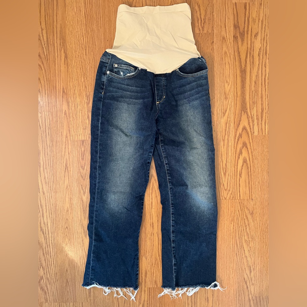 Joe's Jeans Maternity The Callie Dark Blue Ankle Cropped with Frayed Hem Size 28